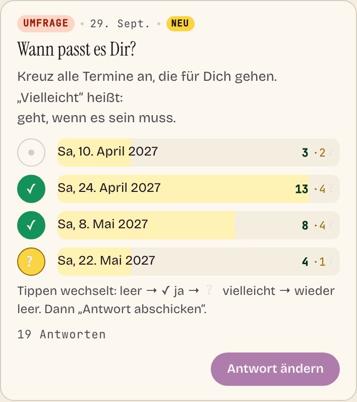 Termin-Umfrage auf dem Handy